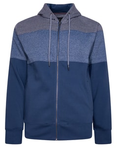 KAM – Kapuzenpullover mit meliertem Farbblockdesign in Vintage-Indigo